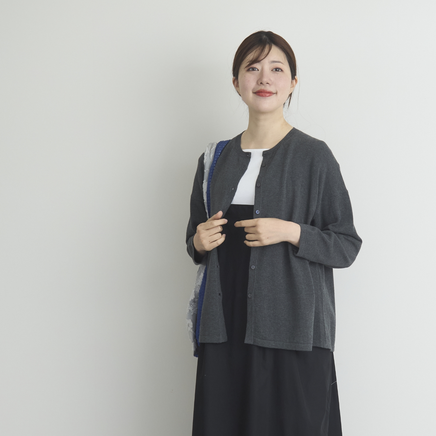 TUTIE./強撚コットンニットロングスリーブカーディガン